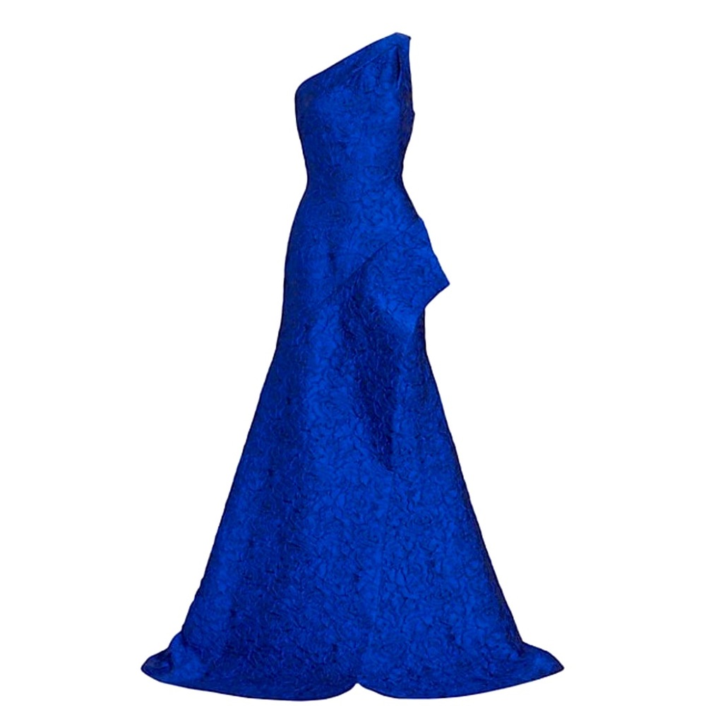 Rickie Freeman for Teri Jon Blue One-Shoulder Gown